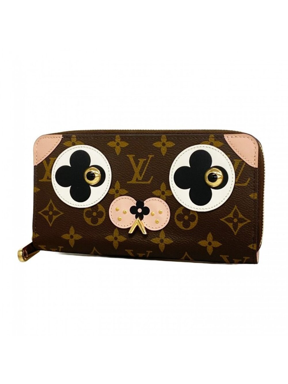 ★SOLD★ Louis Vuitton Wallet Monogram Dog Motif Zippy Brown Rose Velours - Picture 1 of 6